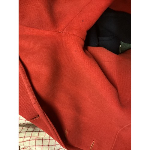 243 - Hunting wear to include, Huntsman and Sons Savile Row Pink (Red) hunting jacket with hunt buttons, s... 