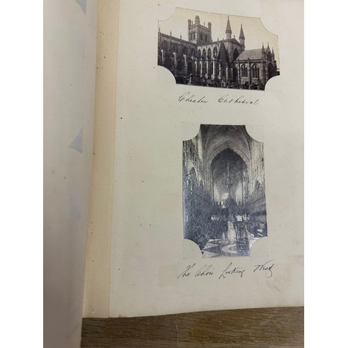 511 - A photo album containing cards, prints of photographs and images of the English countryside Provenan... 