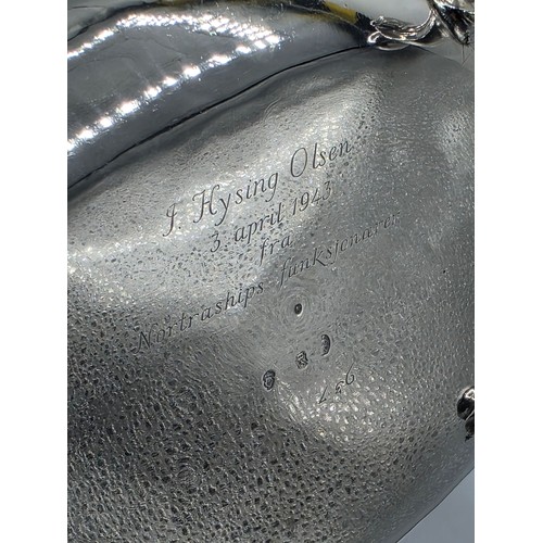 2 - An Irish Silver lidded oval tureen with cast poppy finial,  loop handles on four scroll feet, 38 cm ... 