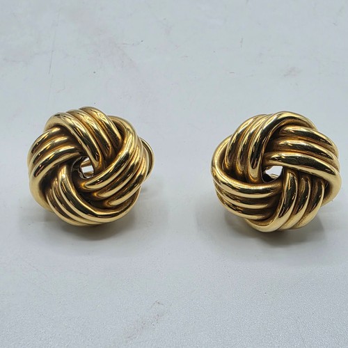 7 - A pair of large 18ct gold knot earrings,  13.6 g