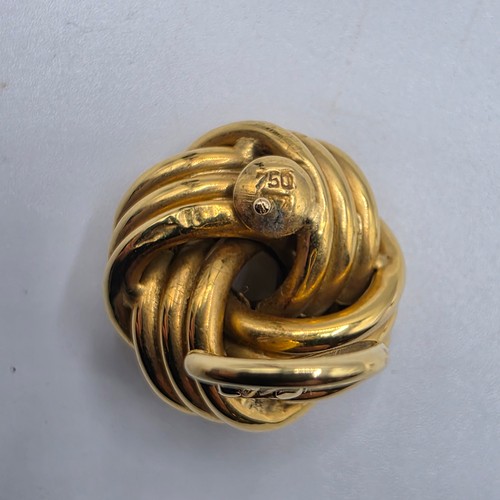 7 - A pair of large 18ct gold knot earrings,  13.6 g