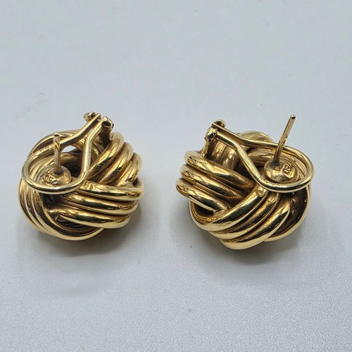 7 - A pair of large 18ct gold knot earrings,  13.6 g