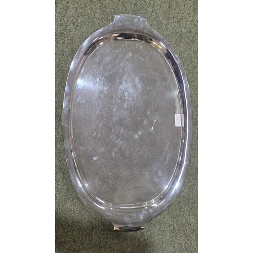 5 - A sterling silver oval tray. 60 cm x 37 cm.  2018g. Elkington & Co Birmingham 1931