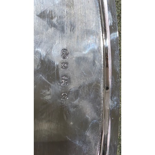 5 - A sterling silver oval tray. 60 cm x 37 cm.  2018g. Elkington & Co Birmingham 1931