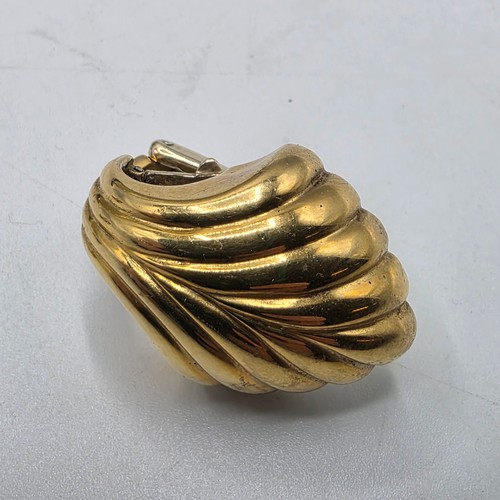 26 - An unmarked yellow and white metal diamond set metamorphic earing set in fitted felt lined case with... 