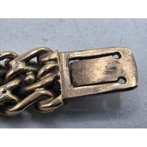 24 - An unmarked yellow metal flat fancy link necklace 44 cm 35.5 g