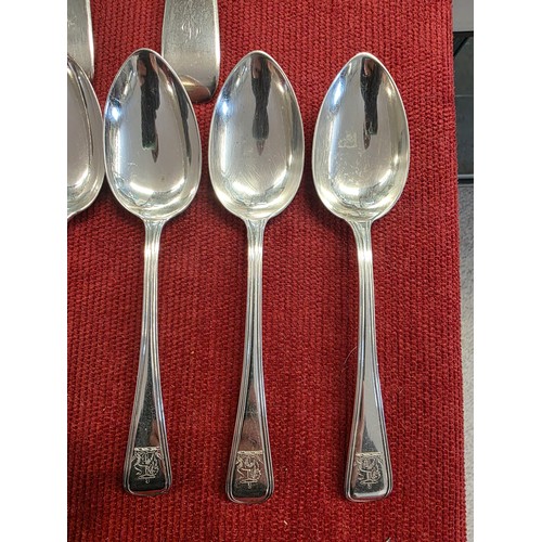 29 - A collection of Victorian Sterling silver flatware, dining forks and spoons, desert spoons, forks, v... 