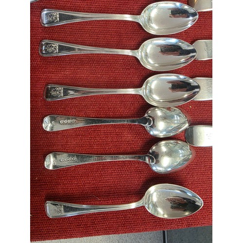 29 - A collection of Victorian Sterling silver flatware, dining forks and spoons, desert spoons, forks, v... 
