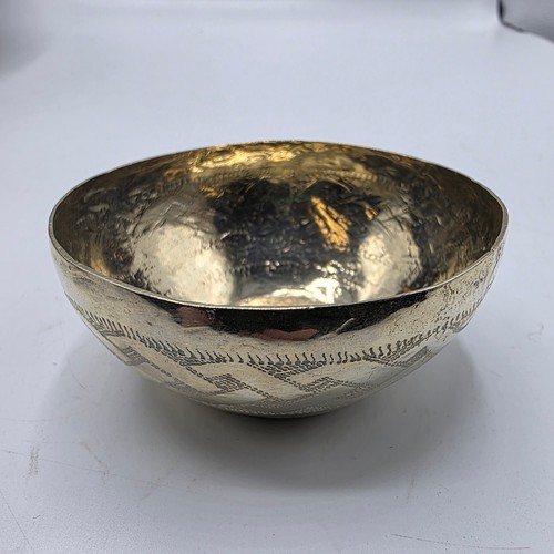 188 - Two BIDA West African white metal bowls , a lidded white metal bowl signed to base and a large South... 