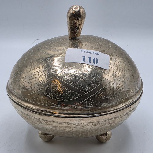 188 - Two BIDA West African white metal bowls , a lidded white metal bowl signed to base and a large South... 