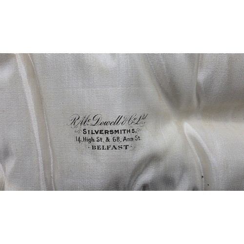 57 - A sterling silver presentation trowel, Walter and John Barnard in velvet lined presentation box 1888... 