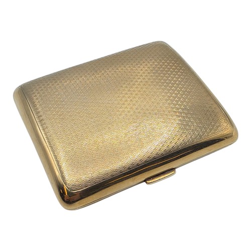 39 - A 9ct gold hip shaped cigarette case with engine turned decoration. By William Neale Birmingham 1899... 