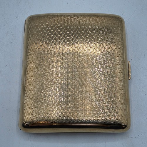 39 - A 9ct gold hip shaped cigarette case with engine turned decoration. By William Neale Birmingham 1899... 