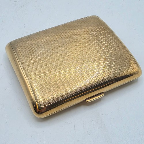 39 - A 9ct gold hip shaped cigarette case with engine turned decoration. By William Neale Birmingham 1899... 