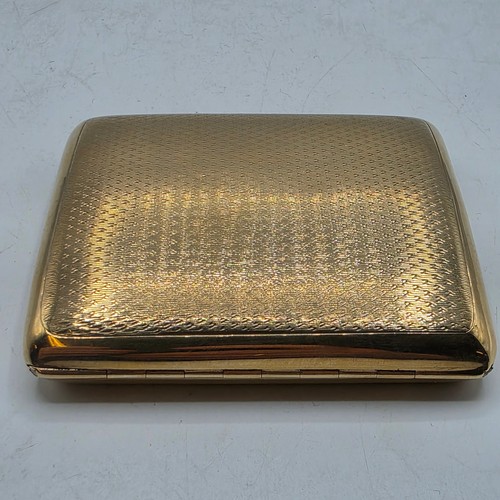 39 - A 9ct gold hip shaped cigarette case with engine turned decoration. By William Neale Birmingham 1899... 