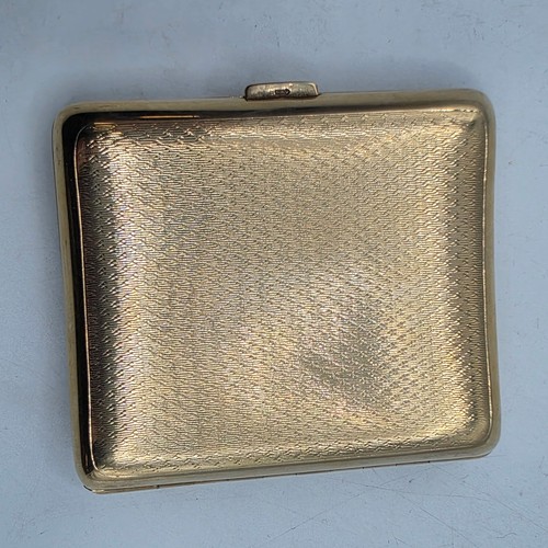 39 - A 9ct gold hip shaped cigarette case with engine turned decoration. By William Neale Birmingham 1899... 