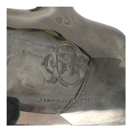 44 - A sterling silver concave hip flask by G&J Hawksley, Sheffield. 1901. Gross weight 178g