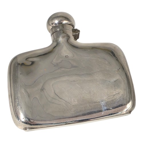 44 - A sterling silver concave hip flask by G&J Hawksley, Sheffield. 1901. Gross weight 178g