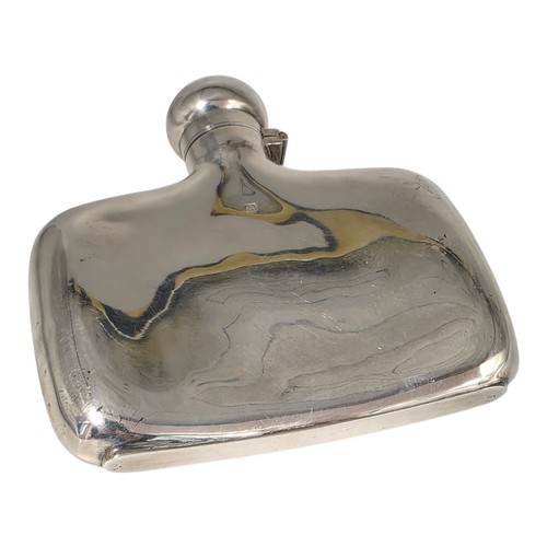 44 - A sterling silver concave hip flask by G&J Hawksley, Sheffield. 1901. Gross weight 178g