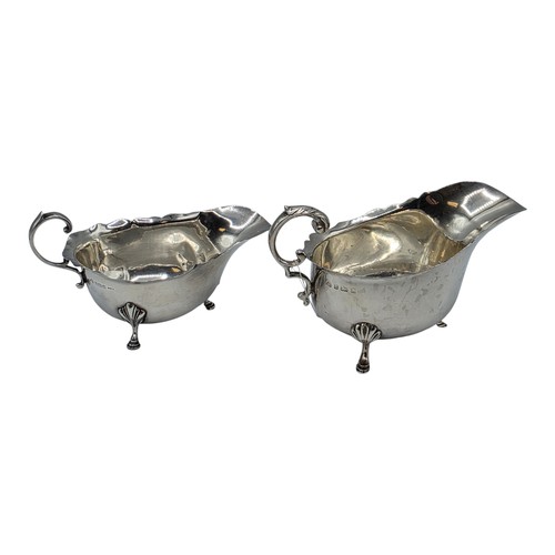 46 - Three sterling silver sauce boats Various dates and makers. 469g.