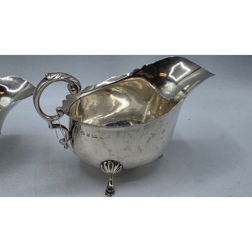 46 - Three sterling silver sauce boats Various dates and makers. 469g.
