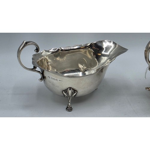 46 - Three sterling silver sauce boats Various dates and makers. 469g.