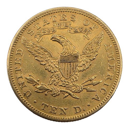 62 - A Gold 1899 United States of America Ten Dollar coin. Liberty bust with spread eagle and shield to r... 