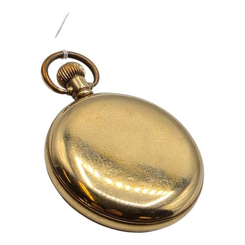 58 - A gold plated gentleman's open faced crown wind pocket watch enamelled 42 mm face with roman numeral... 