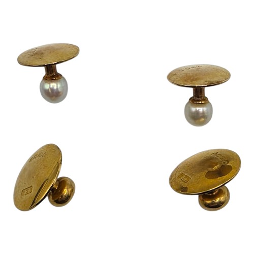 51 - A pair of 18ct  gold dress studs (2.6g)together with unmarked yellow metal studs with pearl finials