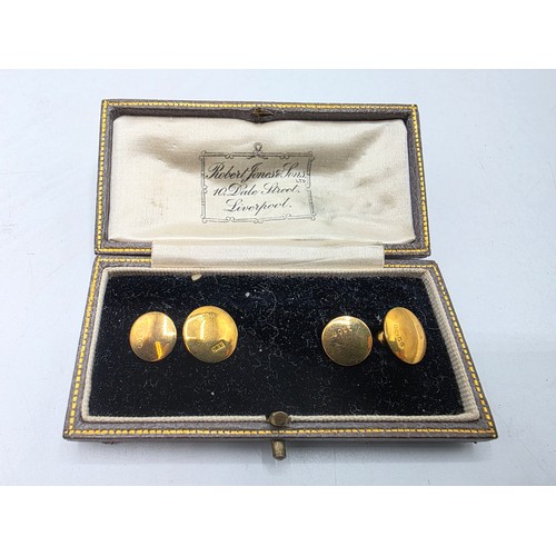 51 - A pair of 18ct  gold dress studs (2.6g)together with unmarked yellow metal studs with pearl finials