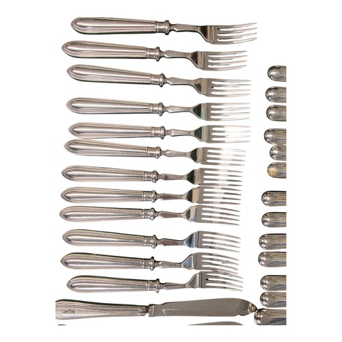 32 - A collection of sterling silver and white metal handled knives, two of the sets by Asprey's .