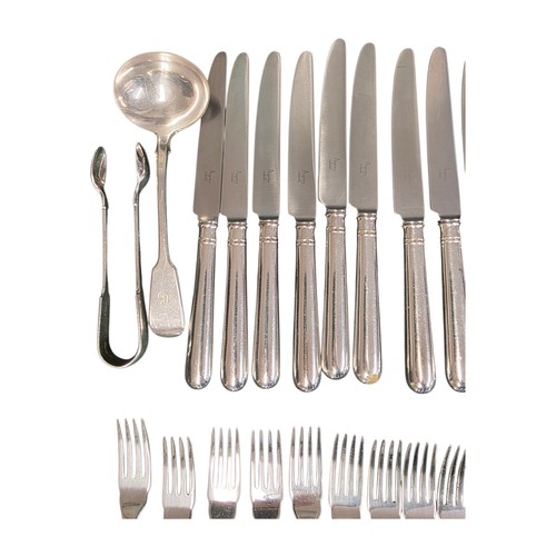 32 - A collection of sterling silver and white metal handled knives, two of the sets by Asprey's .