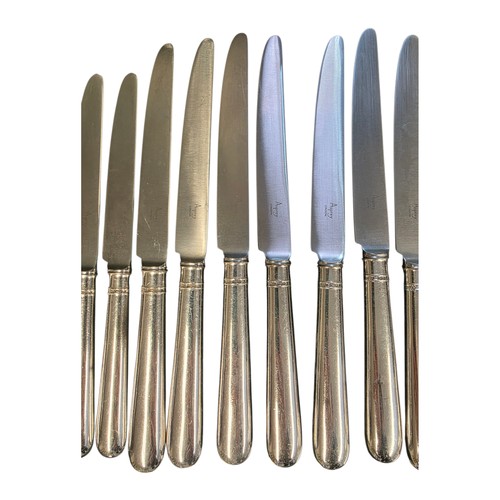 32 - A collection of sterling silver and white metal handled knives, two of the sets by Asprey's .