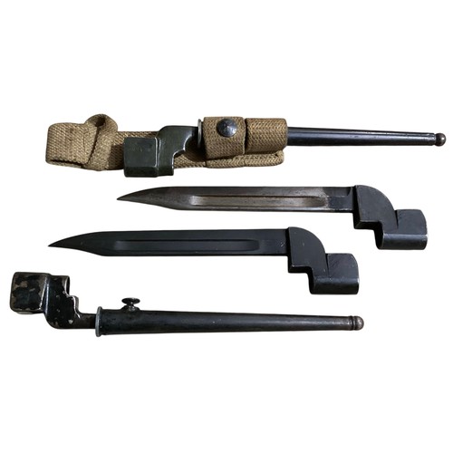 Two British style knife Bayonets together with two British Mark IV ...
