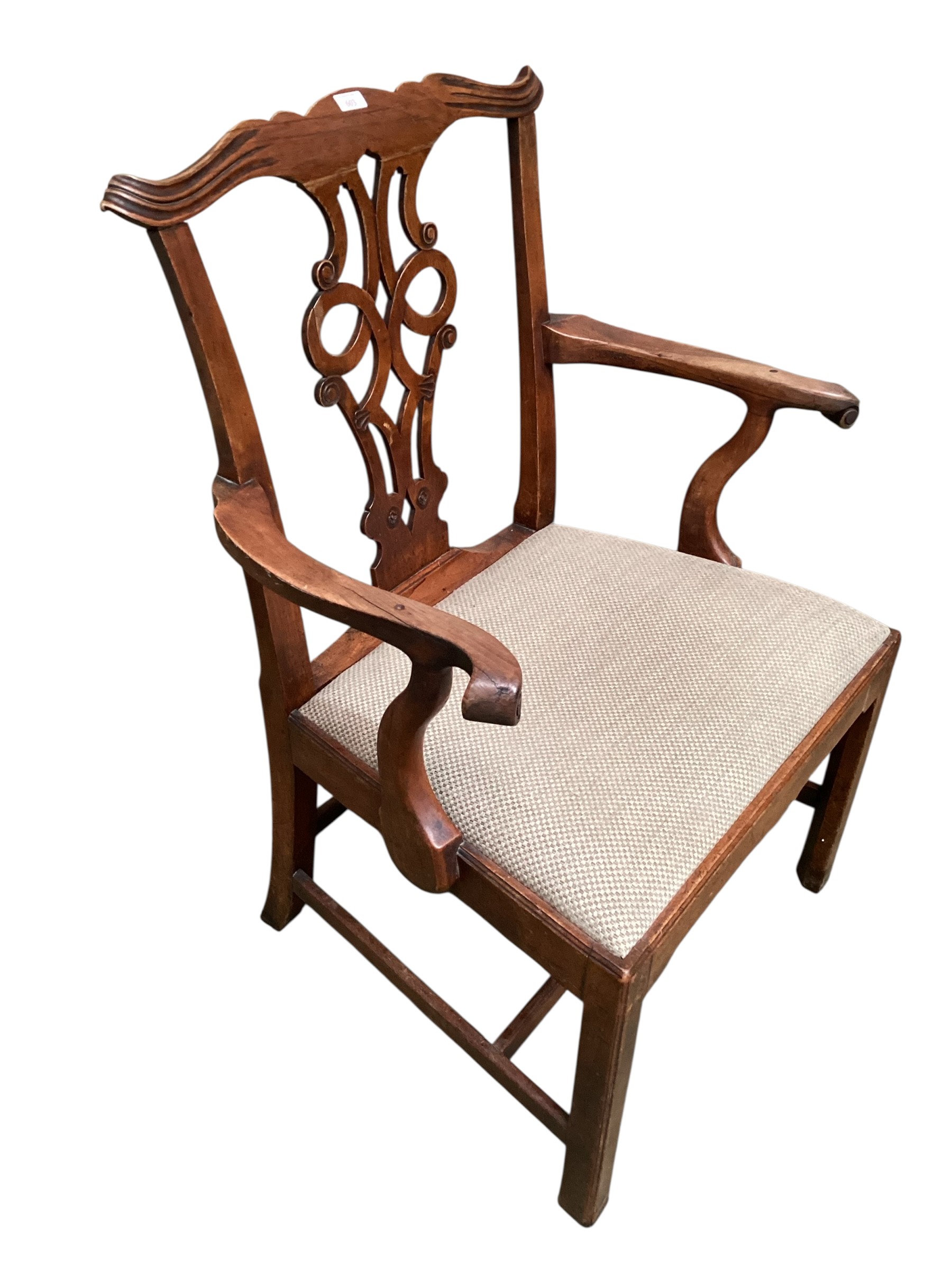 A Victorian mahogany framed Slipper chair, upholstered in a raspberry ...