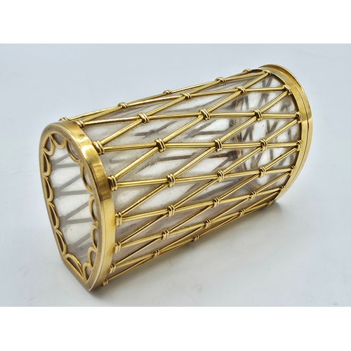 6 - CARTIER, An 18ct gold mounted glass cigarette case marked Cartier London K5001, lattice work constru... 