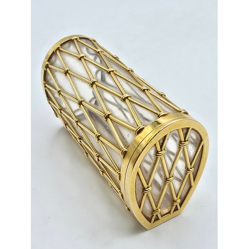 6 - CARTIER, An 18ct gold mounted glass cigarette case marked Cartier London K5001, lattice work constru... 