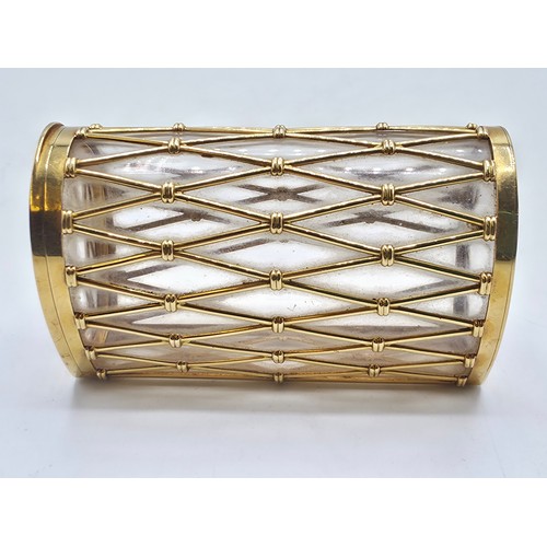 6 - CARTIER, An 18ct gold mounted glass cigarette case marked Cartier London K5001, lattice work constru... 