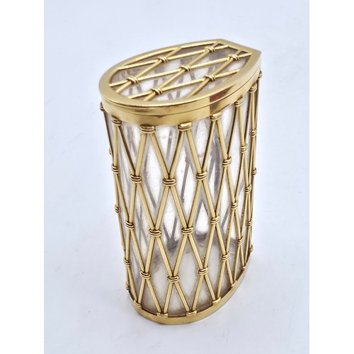 6 - CARTIER, An 18ct gold mounted glass cigarette case marked Cartier London K5001, lattice work constru... 