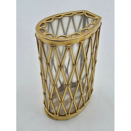 6 - CARTIER, An 18ct gold mounted glass cigarette case marked Cartier London K5001, lattice work constru... 