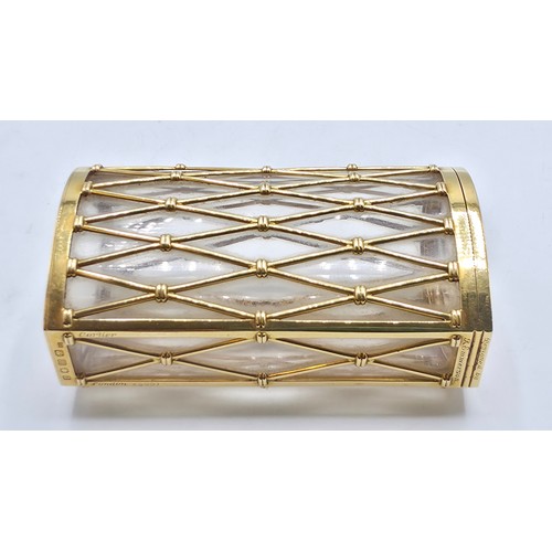 6 - CARTIER, An 18ct gold mounted glass cigarette case marked Cartier London K5001, lattice work constru... 