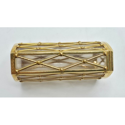 6 - CARTIER, An 18ct gold mounted glass cigarette case marked Cartier London K5001, lattice work constru... 