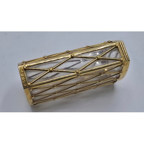 6 - CARTIER, An 18ct gold mounted glass cigarette case marked Cartier London K5001, lattice work constru... 