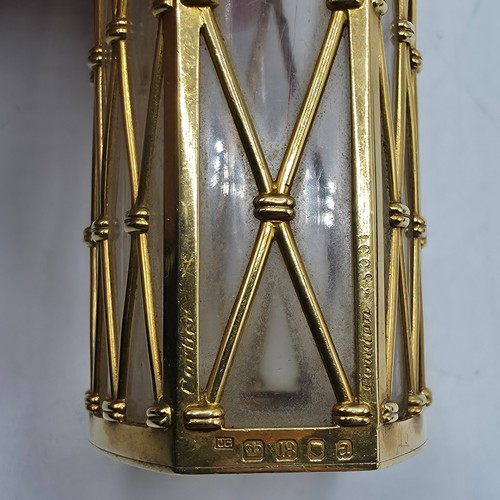 6 - CARTIER, An 18ct gold mounted glass cigarette case marked Cartier London K5001, lattice work constru... 