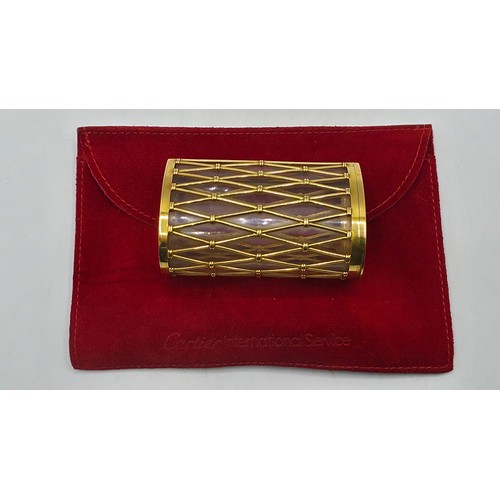 6 - CARTIER, An 18ct gold mounted glass cigarette case marked Cartier London K5001, lattice work constru... 