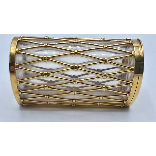 6 - CARTIER, An 18ct gold mounted glass cigarette case marked Cartier London K5001, lattice work constru... 