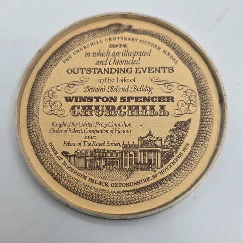 35 - Toye, Kenning and Spencer sterling silver Winston Churchill centenary picture medal case with cards ... 