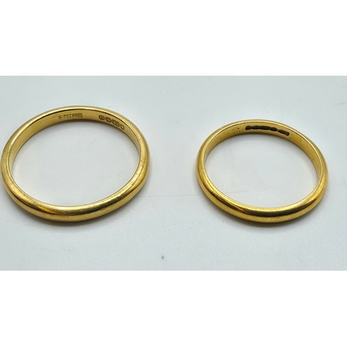 45 - Two 22ct gold wedding bands. 5.6g