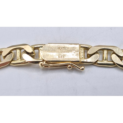 41 - A 15ct gold flat fancy link bracelet. 19cm. 20.6g