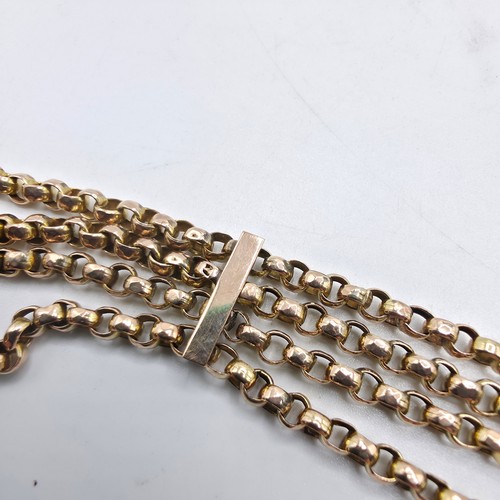 42 - A 9ct gold four strand curb link bracelet 20cm. 12.4g